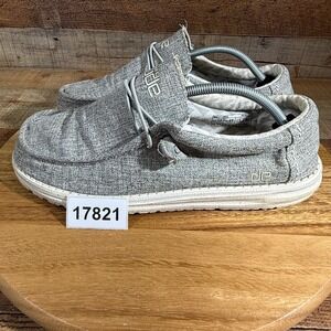 Hey Dude Shoes Mens 12 Wally Linen Gray Slip On Loafer Comfort Casual Light